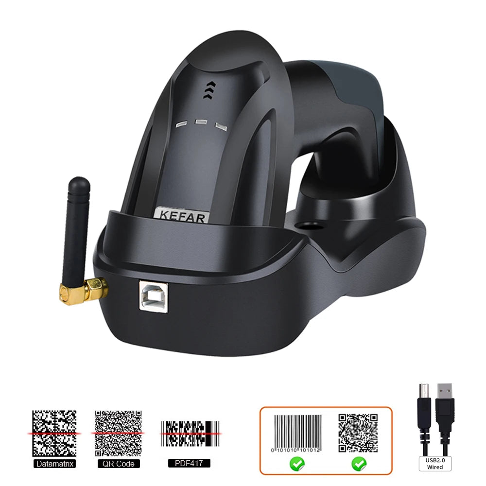 Wireless Barcode Scanner 2.4G 30m For POS and Inventory