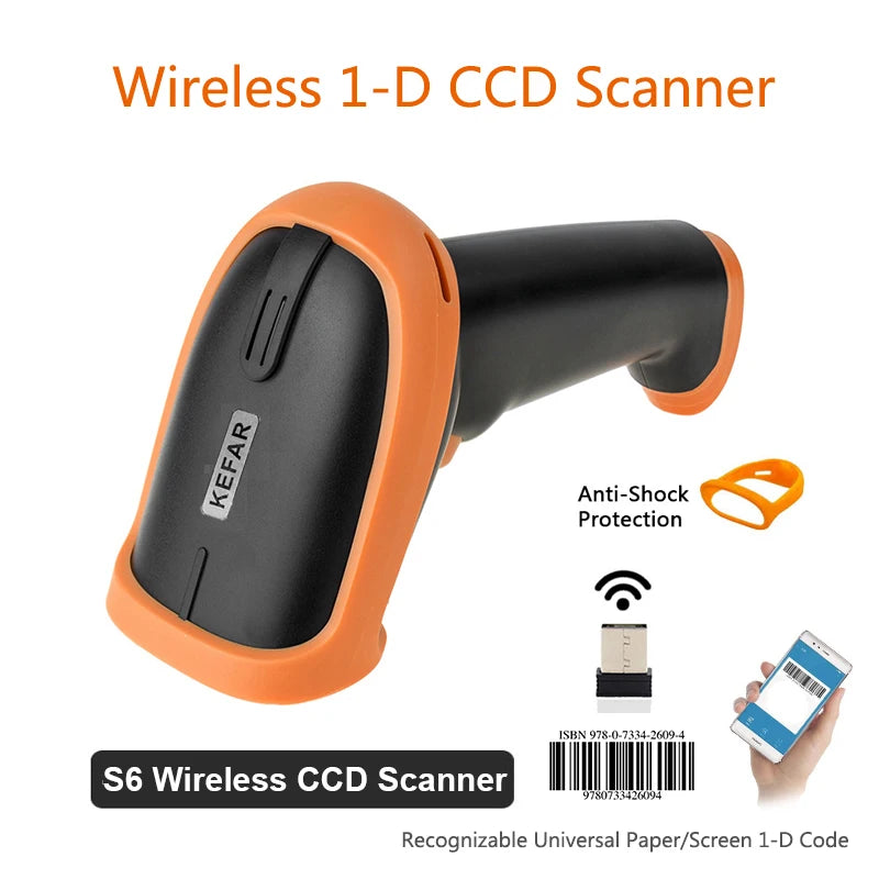 Wireless Barcode Scanner 2.4G 30m For POS and Inventory