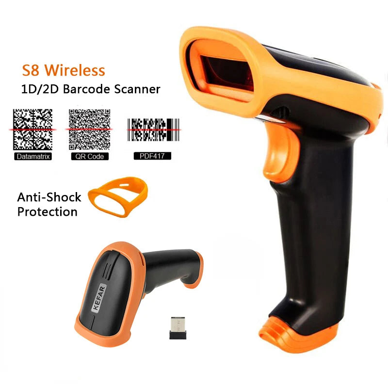 Wireless Barcode Scanner 2.4G 30m For POS and Inventory