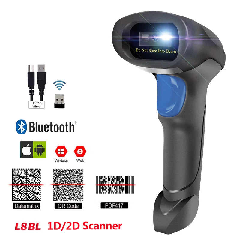 Wireless Barcode Scanner 2.4G 30m For POS and Inventory