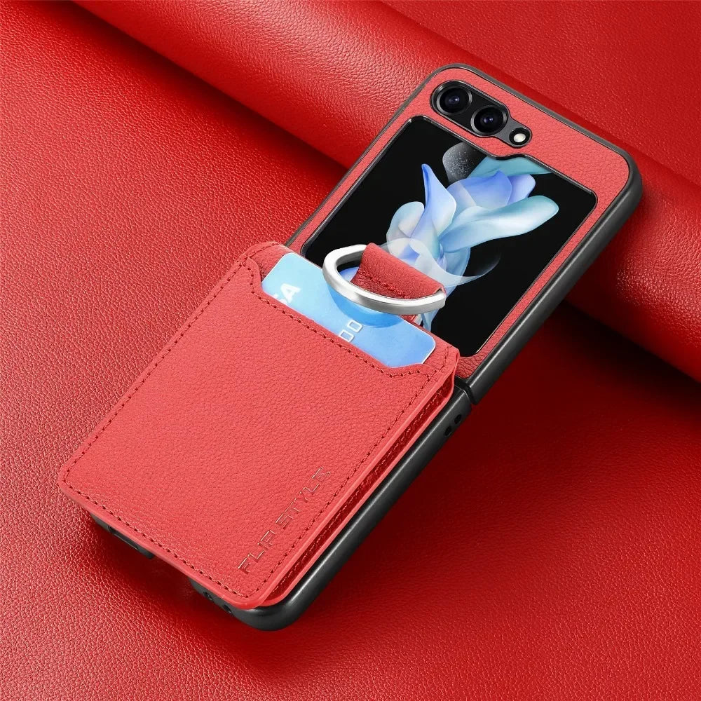 Leather Card Slot Phone Case for Samsung Z Flip 5G