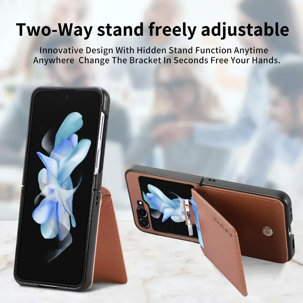 Leather Card Slot Phone Case for Samsung Z Flip 5G