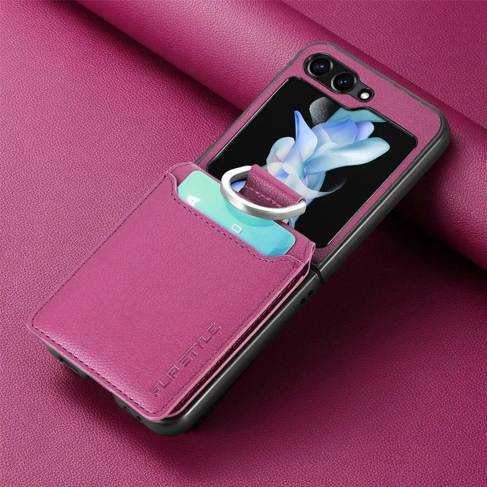 Leather Card Slot Phone Case for Samsung Z Flip 5G