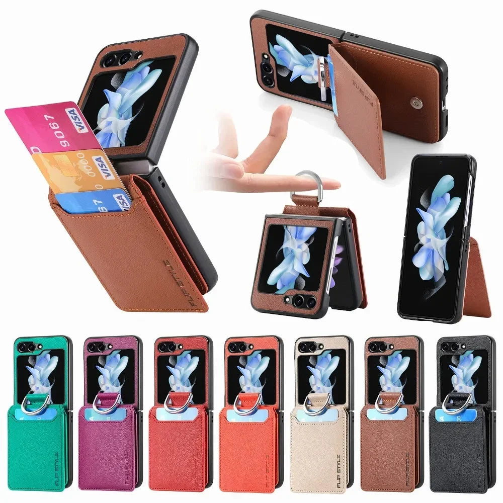 Leather Card Slot Phone Case for Samsung Z Flip 5G