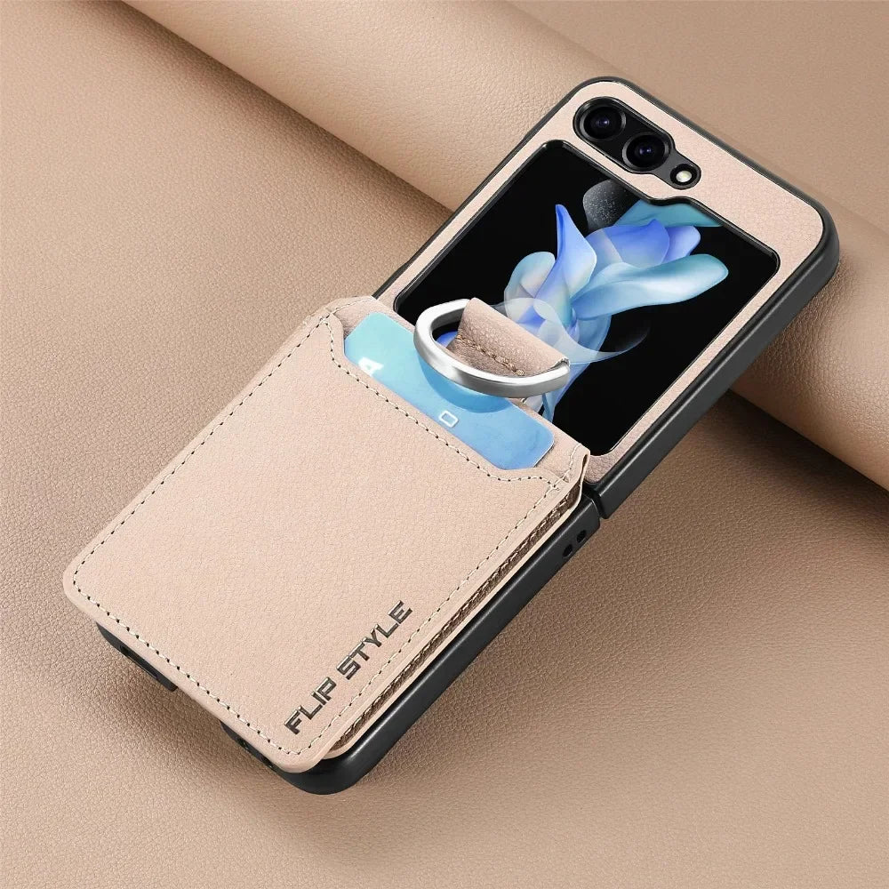Leather Card Slot Phone Case for Samsung Z Flip 5G