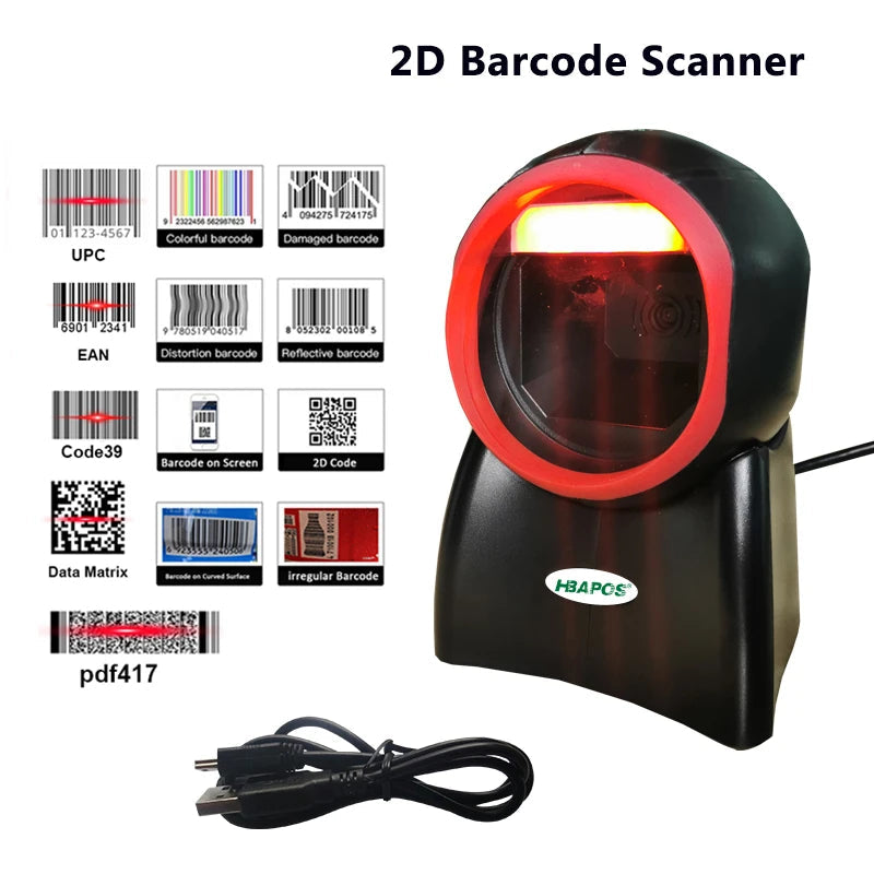 2D Omnidirectional Barcode Scanner 1D 2D QR Code Desktop Bar code usb Reader