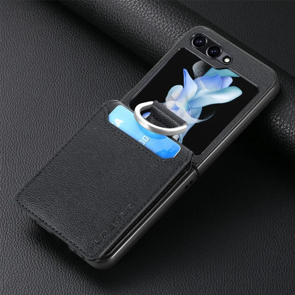 Leather Card Slot Phone Case for Samsung Z Flip 5G