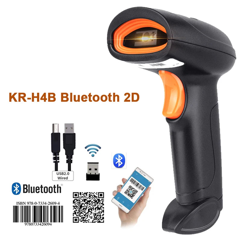 Wireless Barcode Scanner 2.4G 30m For POS and Inventory