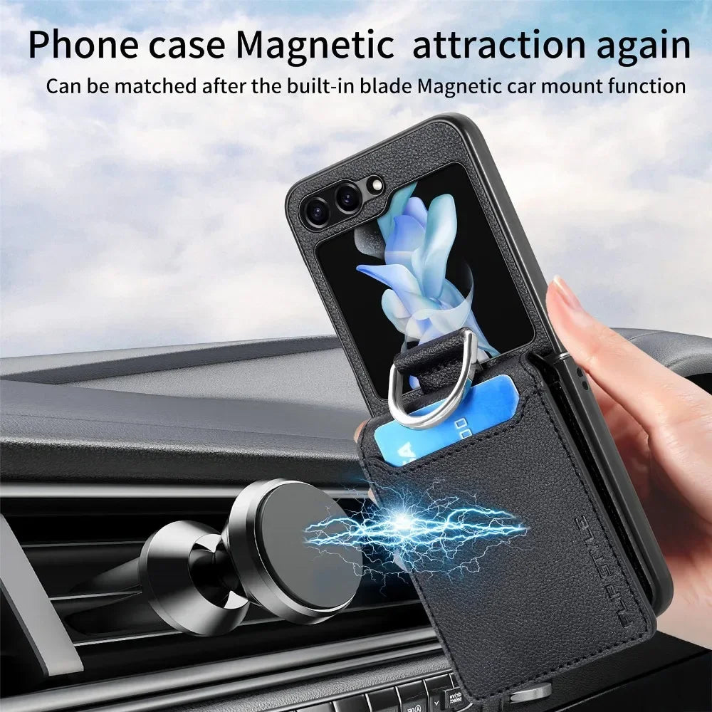Leather Card Slot Phone Case for Samsung Z Flip 5G