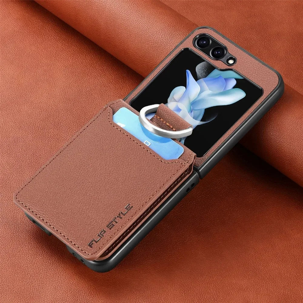 Leather Card Slot Phone Case for Samsung Z Flip 5G