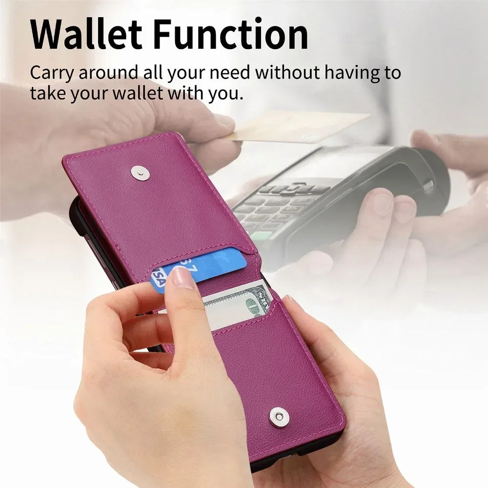Leather Card Slot Phone Case for Samsung Z Flip 5G