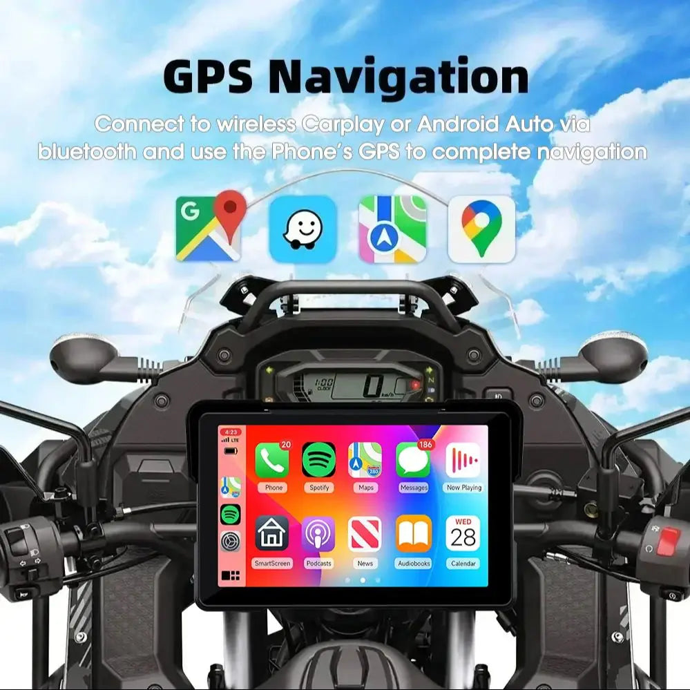 Waterproof CarPlay GPS DVR for Motorcycles 5 & 7 Inch LCD