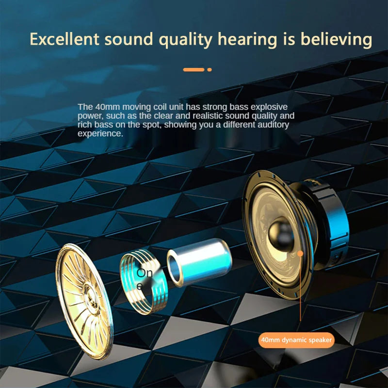 Wireless Bluetooth 5.0 Foldable Headphone With Mic
