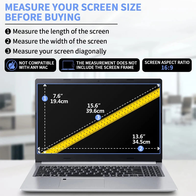 15.6 inch (310mm*174mm) Privacy Filter For 16:9 Laptop Notebook Anti-glare Screen protector Protective film